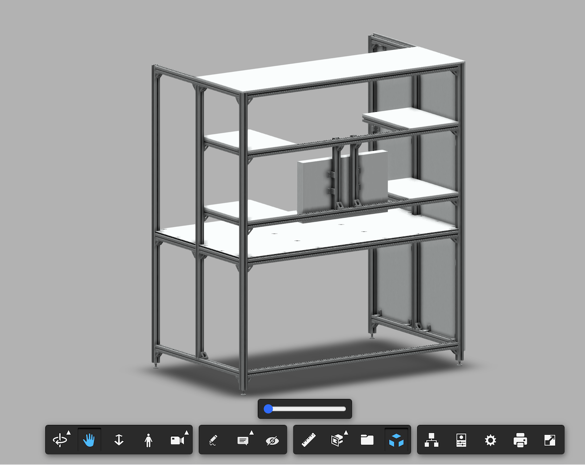3D rendering of the desk, rear view.